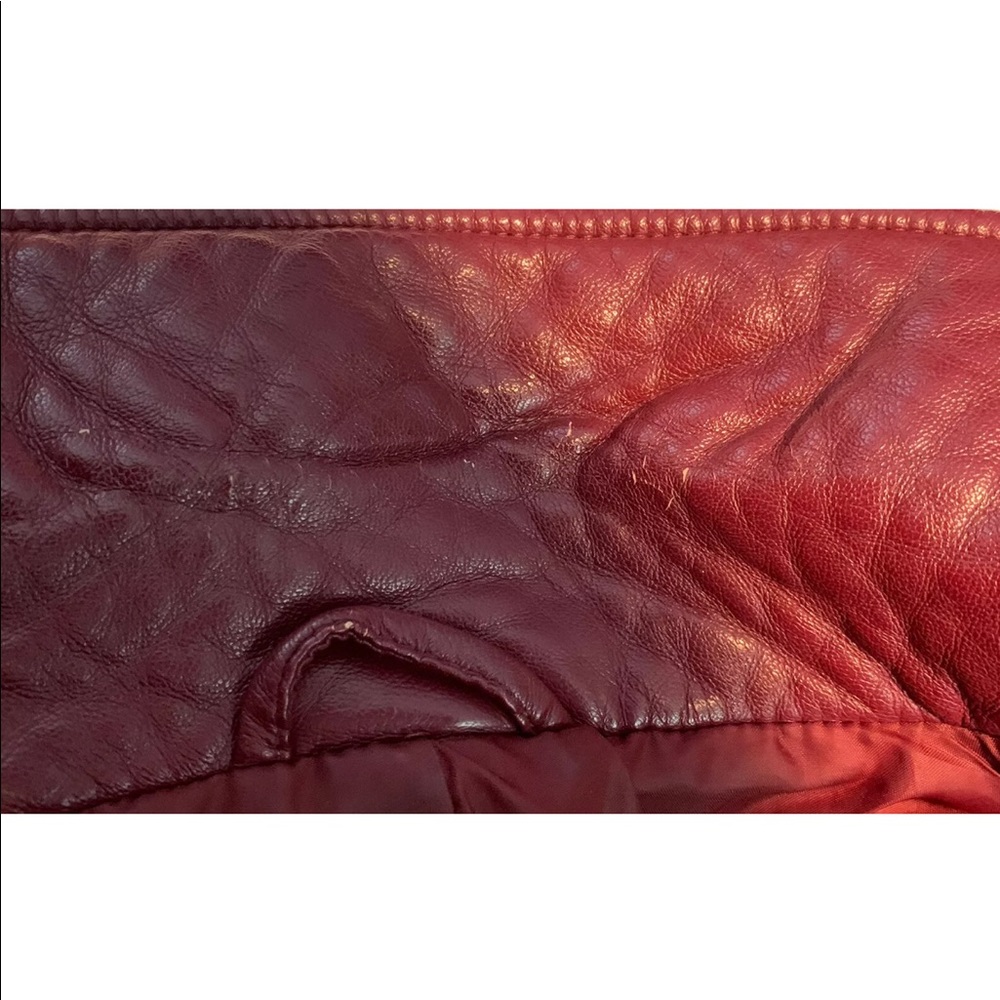 ANN TAYLOR MAROON BURGUNDY FAUX LEATHER JACKET - Picture 6 of 9